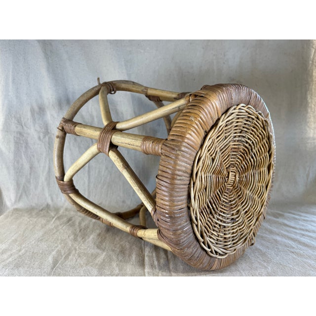 Mid 20th Century Mid-Century Wicker, Split-Cane and Rattan Side Table ...