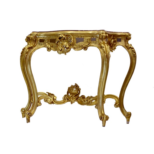 Antique Louis Philippe Italian Giltwood Console Table with Red Marble Top, 19th Century For Sale - Image 14 of 14