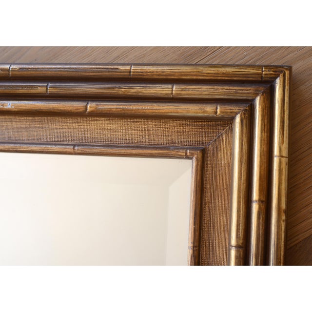 Wood Mid Century Hollywood Regency Gilded Faux Bamboo Mirror For Sale - Image 7 of 9