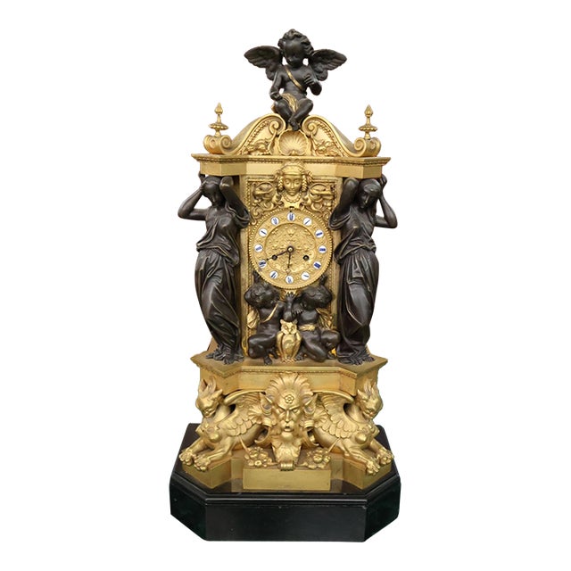 Vincenti & Cie 19th Century French Bronze Mantel Clock Design by v. Paillard For Sale