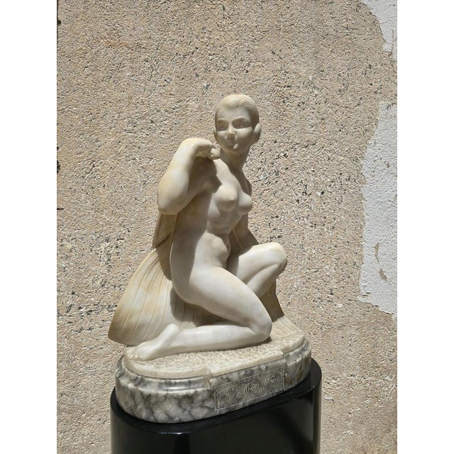 Gold Art Deco Alabaster Dancer Sculpture, 1920 For Sale - Image 8 of 16
