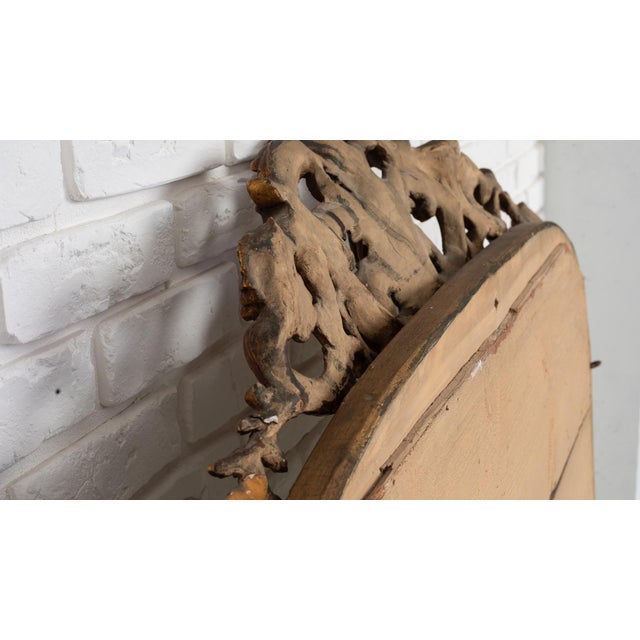 Large Antique Style Giltwood Wall Mirror with Neo-Classical Crest, 1960s For Sale - Image 6 of 11