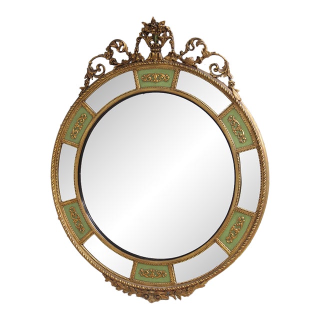 Vintage 1930s Louis XVI Style Parcel Gilt Mirror For Sale