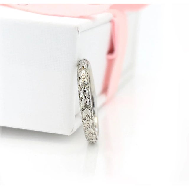 1930s Art Deco White Gold Lohengrin Cinderella Band, Size 5.25, 14k For Sale - Image 5 of 6