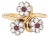 60s Vintage Jabel Ring Diamond Ruby 3 Flower Posey Cluster Sz 6.75 18k Gold For Sale