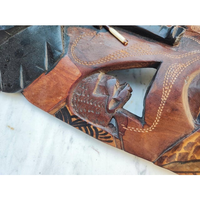 1980s Vintage Masai Mask Wooden Sculpture, 1980s For Sale - Image 5 of 9