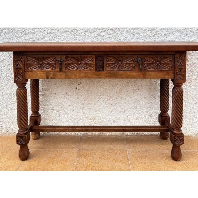 Spanish Castilian Console with Drawers and Turned Legs, 1890s For Sale - Image 6 of 15