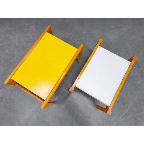 Mid-Century Beech Plant Stands with Umakart Tops, 1970s, Set of 2 For Sale - Image 4 of 15