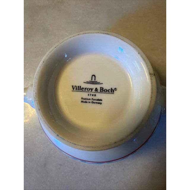 Villeroy & Boch Lina Aqua Porcelian Pedestal Lion Head Soup Bowl Set of 2 For Sale - Image 13 of 16
