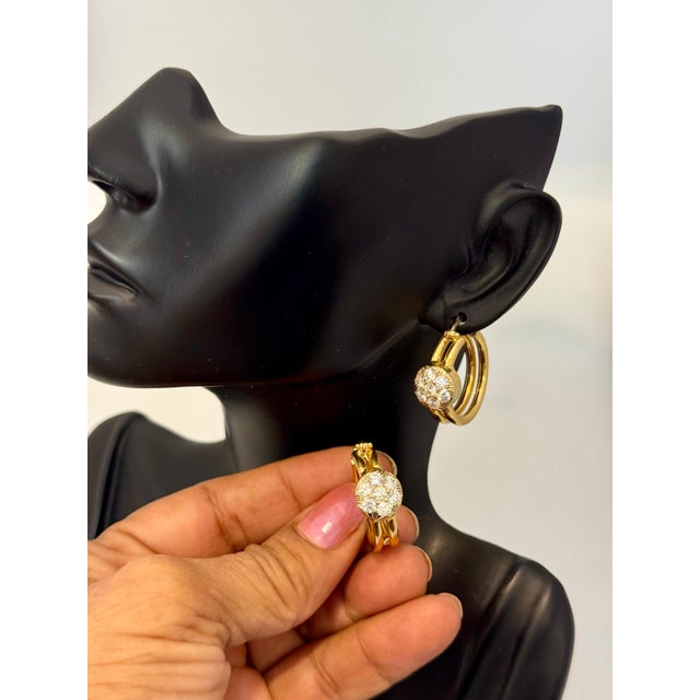 1.6 Carat Diamond VS Quality Hoop Earrings Women , 18 Karat Yellow Gold 8.8 Gm For Sale In New York - Image 6 of 18