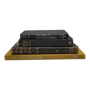 Vintage Set of Four Antique Black & Gold Hardback Books