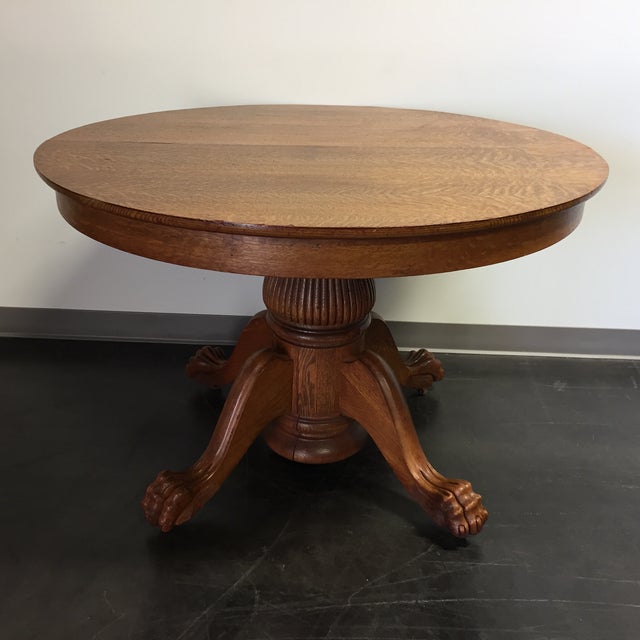 Antique Victorian Tiger Oak Round Dining Table Chairish