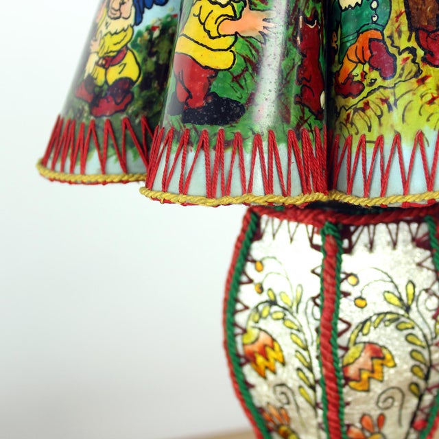 Mid-Century Modern Snow White and Seven Dwarfs Children's Table Lamp, 1950s For Sale - Image 11 of 15