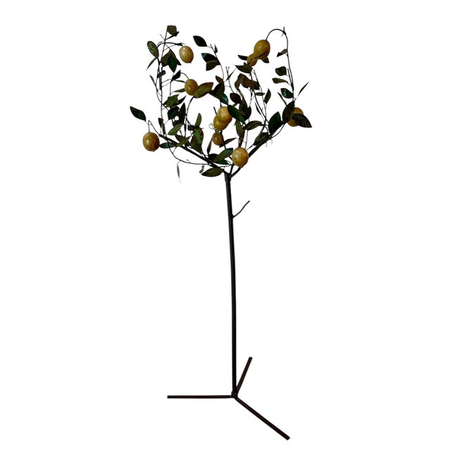 Arts & Crafts Vintage Painted Metal and Tôle Model of a Lemon Tree For Sale - Image 3 of 4