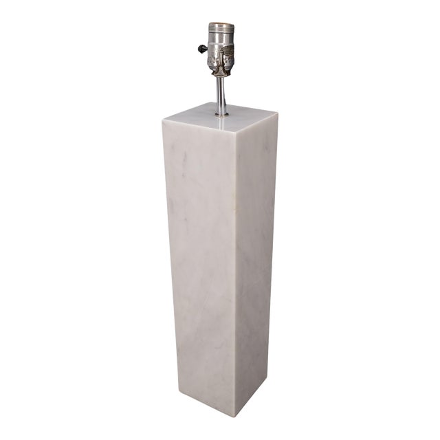 Mid Century Modern Square White Marble Base Gibbing Table Lamp for Hansen For Sale