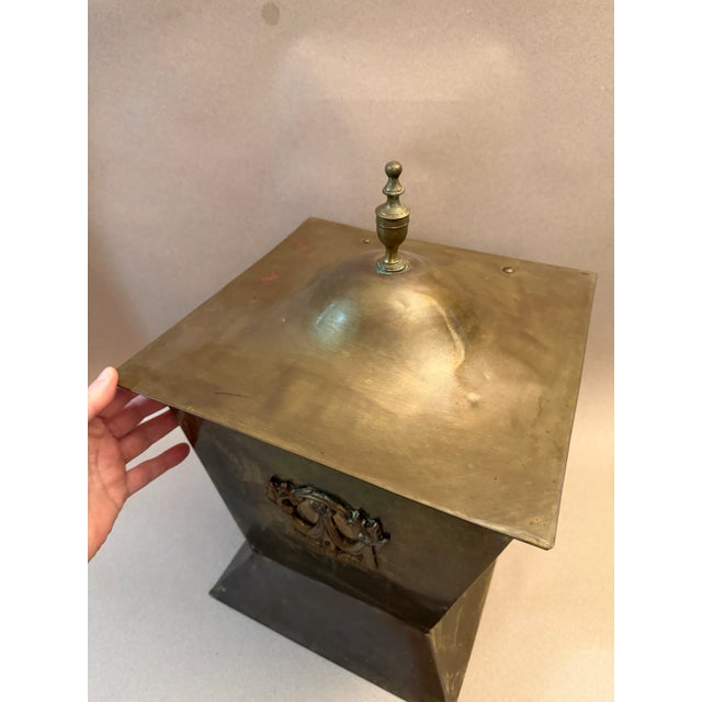 Brass Antique Brass Coal Scuttle Box For Sale - Image 8 of 8