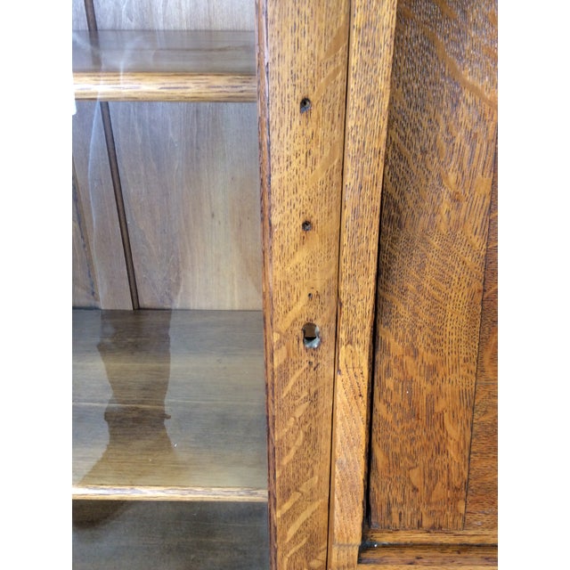 Antique Oak Side by Side With Drop Front Writing Desk and Adjustable Shelves For Sale - Image 18 of 18