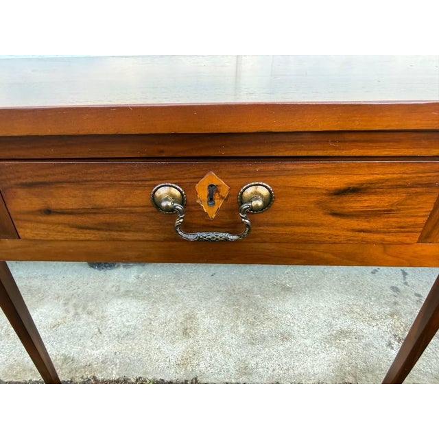 Late 20th Century Custom Made Mahogany Hepplewhite Style 3 Drawer Console Table For Sale In Washington DC - Image 6 of 18
