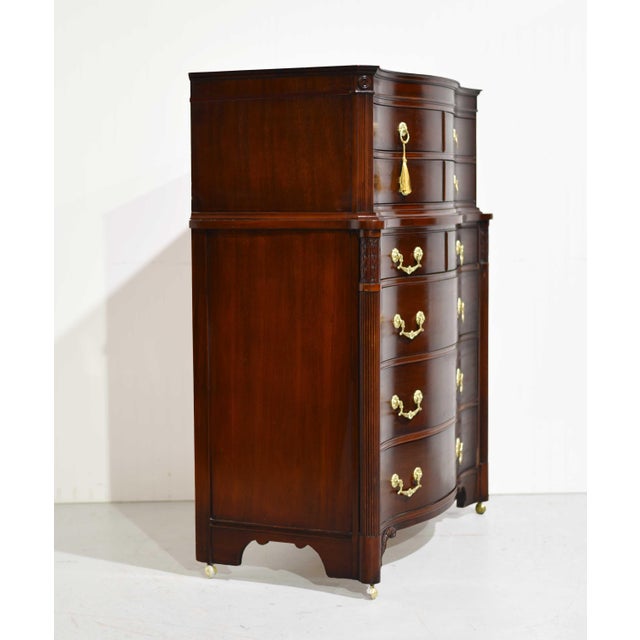 Vintage Mahogany Tallboy Dresser With Serpentine Front the Kentmark by Kent Coffey For Sale - Image 12 of 13