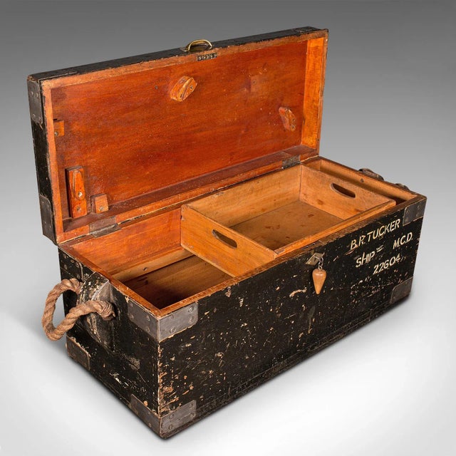 1940s Vintage English Cedar Shipwright's Tool Chest For Sale - Image 9 of 12