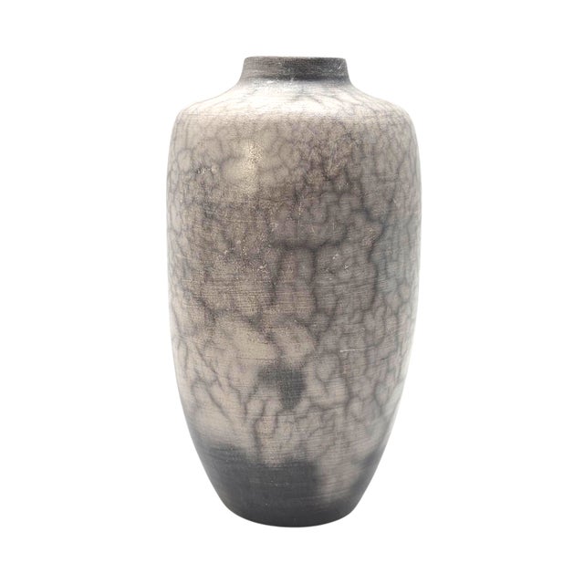 Modern Ann Hurley Signed California Raku Fired Crackle Studio Pottery Vase For Sale - Image 3 of 9