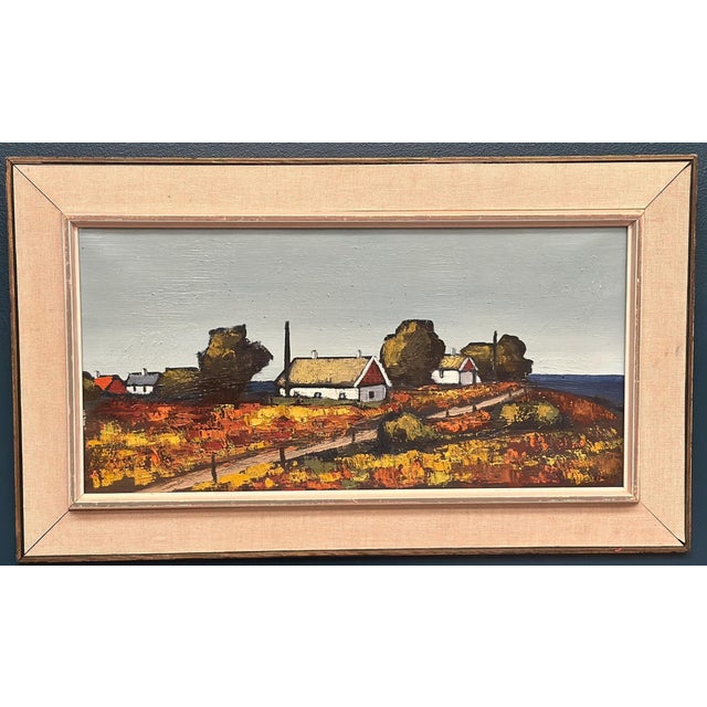 Original Mid Century Swedish Oil on Canvas – Landscape Motif by Saxhup – 1966 – Vintage & Framed – 48 × 81 cm (18.9" ×...