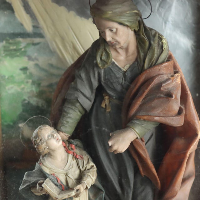 Case with Wax Sculpture of Saint Anne and the Virgin Mary For Sale - Image 3 of 8