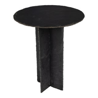 19th C. French Round Slate Side Table For Sale