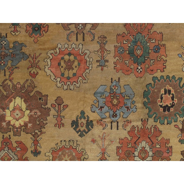 Antique Bakshaish Carpet, Oriental Persian Handmade in Tan Brown, Blue and Red For Sale - Image 4 of 13