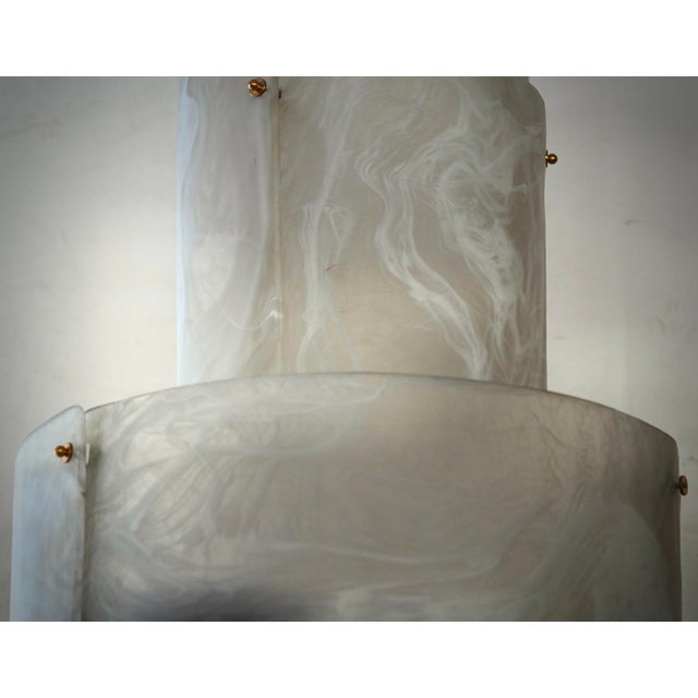 Murano Art Glass and Brass White Round Chandelier, 2000 For Sale - Image 9 of 11
