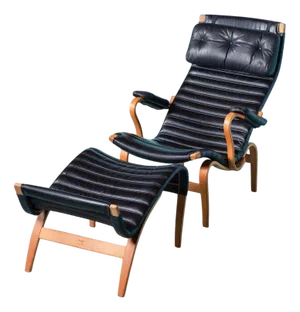 Set of Pernilla Lounge Chair and Ottoman by Bruno Mathsson, 1970s