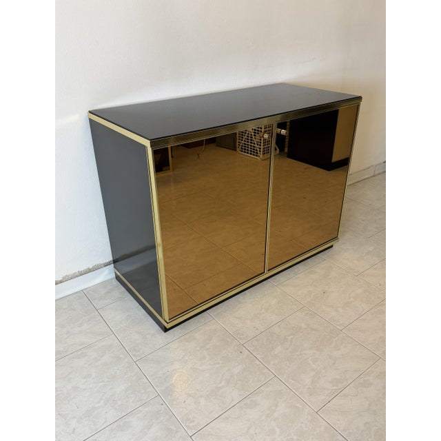 Gold Mirrored Glass and Brass Storage Units attributed to Renato Zevi, 1970s, Set of 2 For Sale - Image 11 of 18