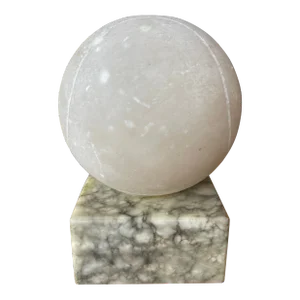 Space Age Vintage Italian Marble Alabaster Tennis Ball Bookends Carved Stone