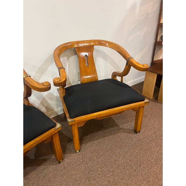 James Mont Style MCM Horseshoe Club Chairs Set of 2 For Sale - Image 4 of 12