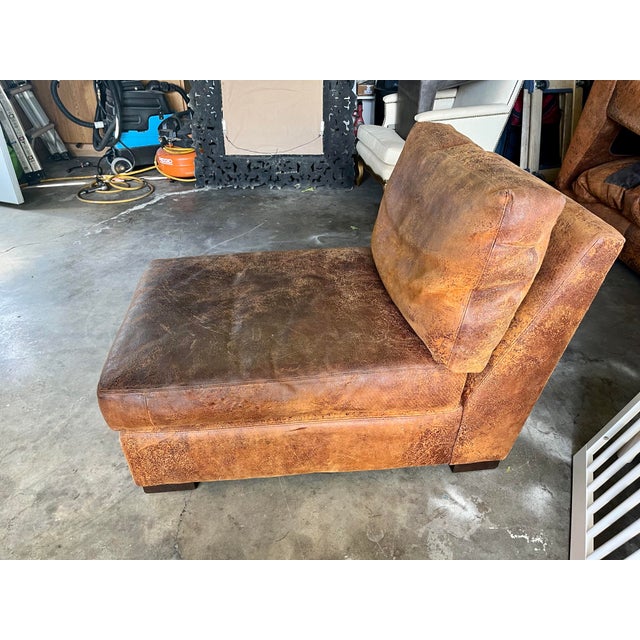 Contemporary Restoration Hardware Maxwell Leather Left Arm Sofa Chaise