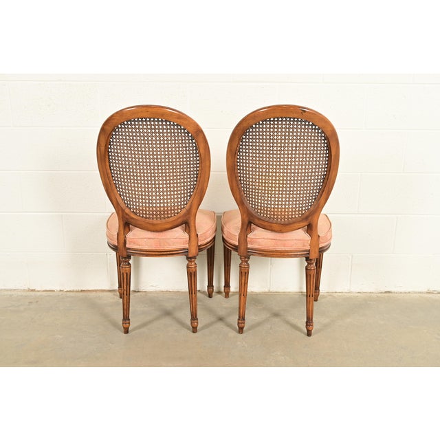 Karges French Regency Louis XVI Carved Walnut Cane Back Side Chairs or Dining Chairs, Pair For Sale - Image 11 of 13
