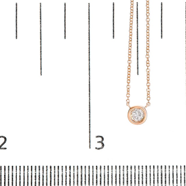 10K Rose Gold 1/2 Carat Round Brilliant-Cut Diamond Modern Bezel-Set Solitaire 16"-18" Pendant Necklace For Sale In New York - Image 6 of 6