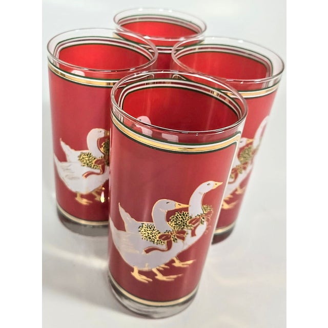 Glass Christmas Culver Tumblers-Set of Four For Sale - Image 7 of 10