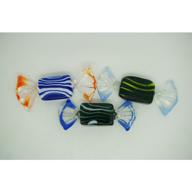 Late 20th Century Vintage Set of 13 Murano Swirled Striped Art Glass Wrapped Candy Cane Ornaments For Sale - Image 5 of 15