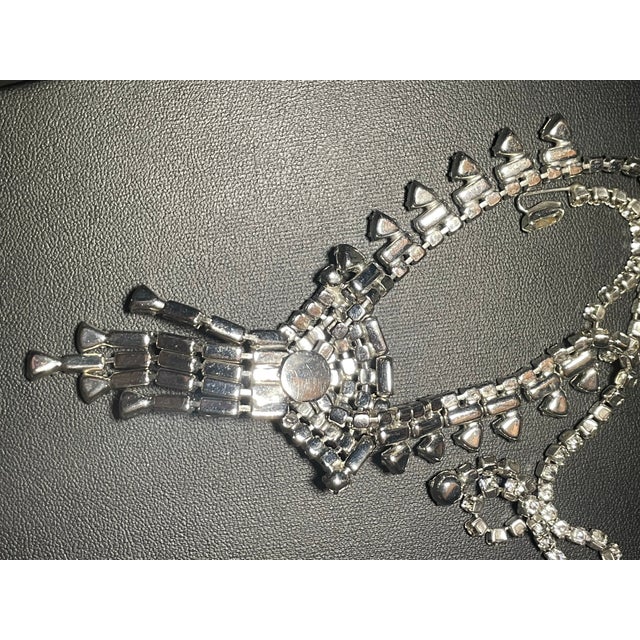 Weiss MCM Jewelry Inspired by Albert Weiss Art Deco Revival Fan-Shaped Crystal Necklace For Sale - Image 4 of 10
