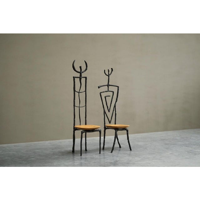 Vintage Accent Chairs in Iron and Beech by Philippe Starck, 1980s, Set of 2 For Sale - Image 10 of 18