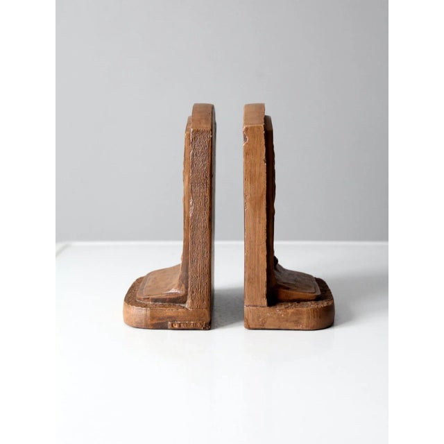 Vintage End of Trail Chalkware Bookends Pair For Sale - Image 4 of 13