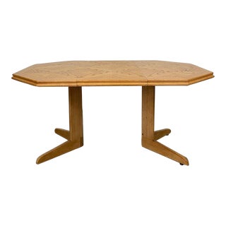 1980s Diamond Grain Oak Dining Table with Extension For Sale