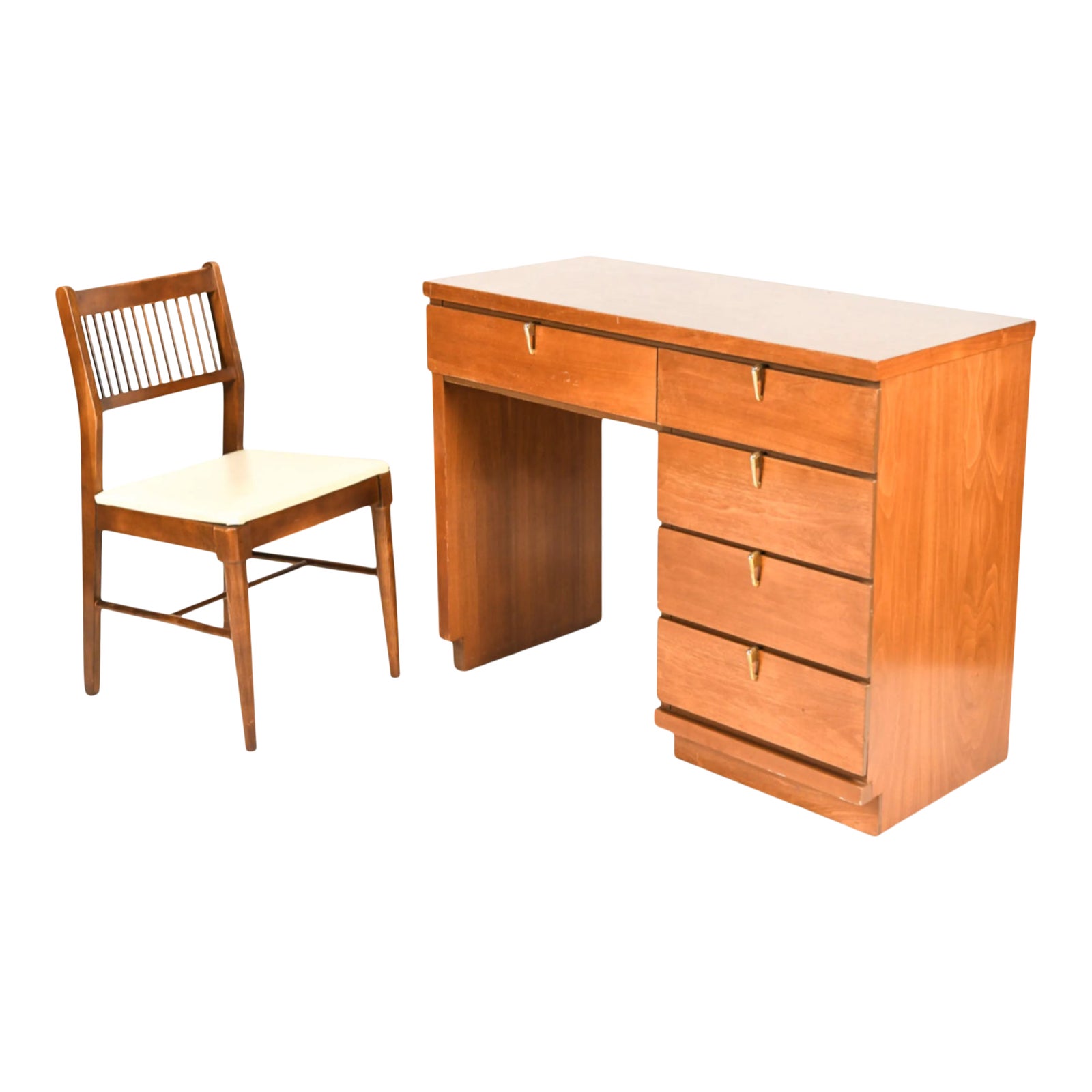 1960s Mid Century Modern Walnut Desk Chair Set By Johnson Carper 2 Pieces Chairish