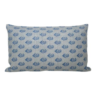 Rajmata Linen Pillow Cover in Indigo, 12x20 Pillow For Sale