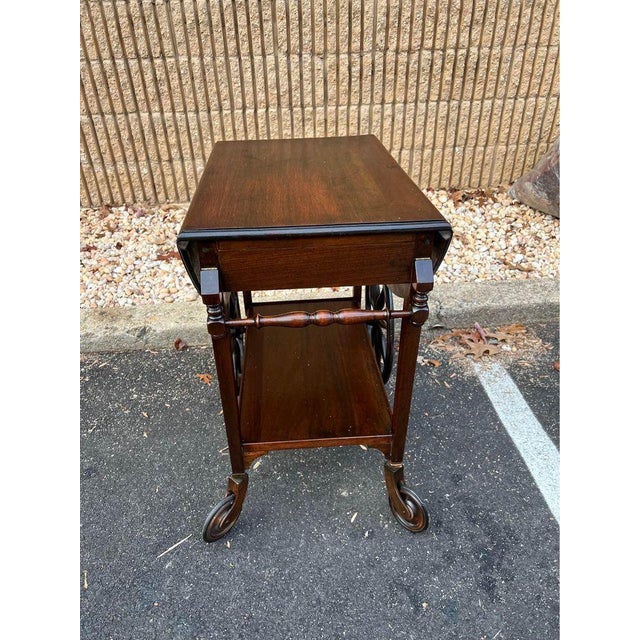 Antique Victorian Style Mahogany Rolling Bar or Tea Cart, Drop Leaves For Sale In Washington DC - Image 6 of 9