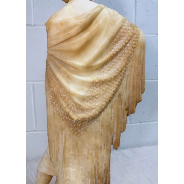 Large Antique Hand Carved Alabaster Stone Lady Woman Sculpture Statue Art Marble For Sale - Image 15 of 16