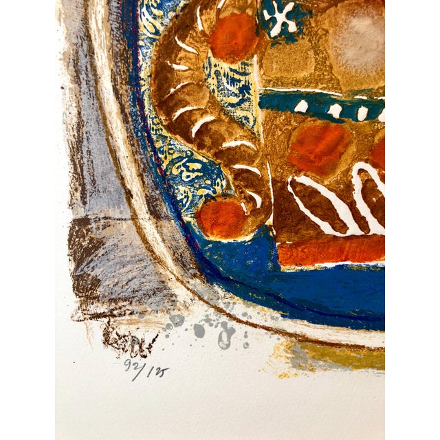 Modern Théo Tobiasse, Large French Judaica Lithograph Carborundum Etching Jewish Hebrew Embossing, 1984 For Sale - Image 3 of 8