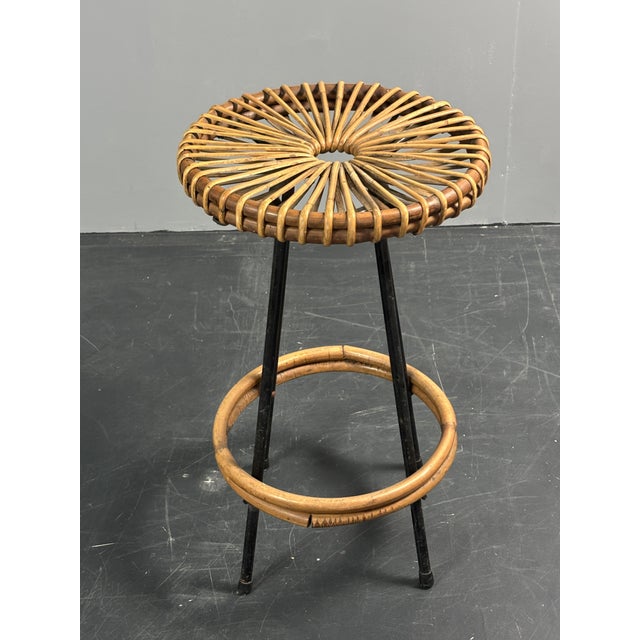 Black Mid-Century Dutch Rattan Bamboo Bar Stools by Dirk Van Sliedrecht for Rohé Noordwolde, 1950s For Sale - Image 8 of 18