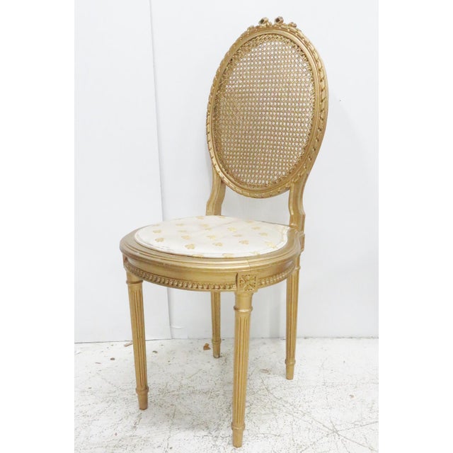 French Gold Gilt Cane Vanity Chair Chairish